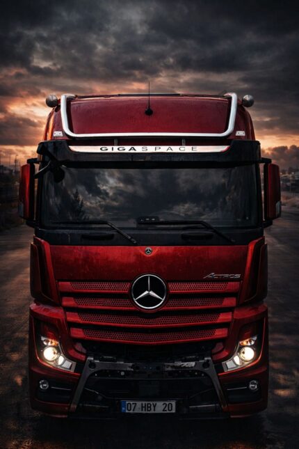 Edelstahl LKW Dachlampenbügel passend für Actros MP5 Gigaspace 