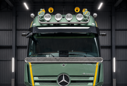 Edelstahl LKW Dachlampenbügel passend für Actros MP5 Gigaspace
