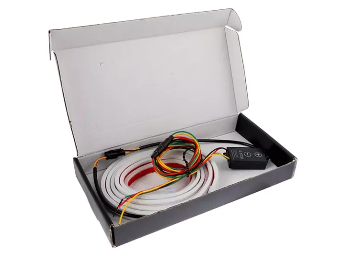 LED Motorhauben Streifen 180cm Orange/Weiß 12V Flexibel Tagfahrlicht Lichtband – Bild 4