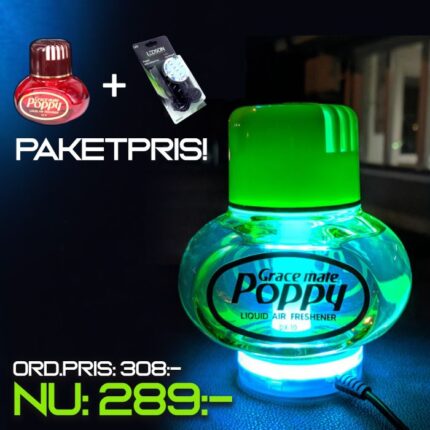 Original Poppy Lufterfrischer mit RGB-LED-Variante 150 ml – für Lkw & Pkw, 150 ml, verschiedene Düfte