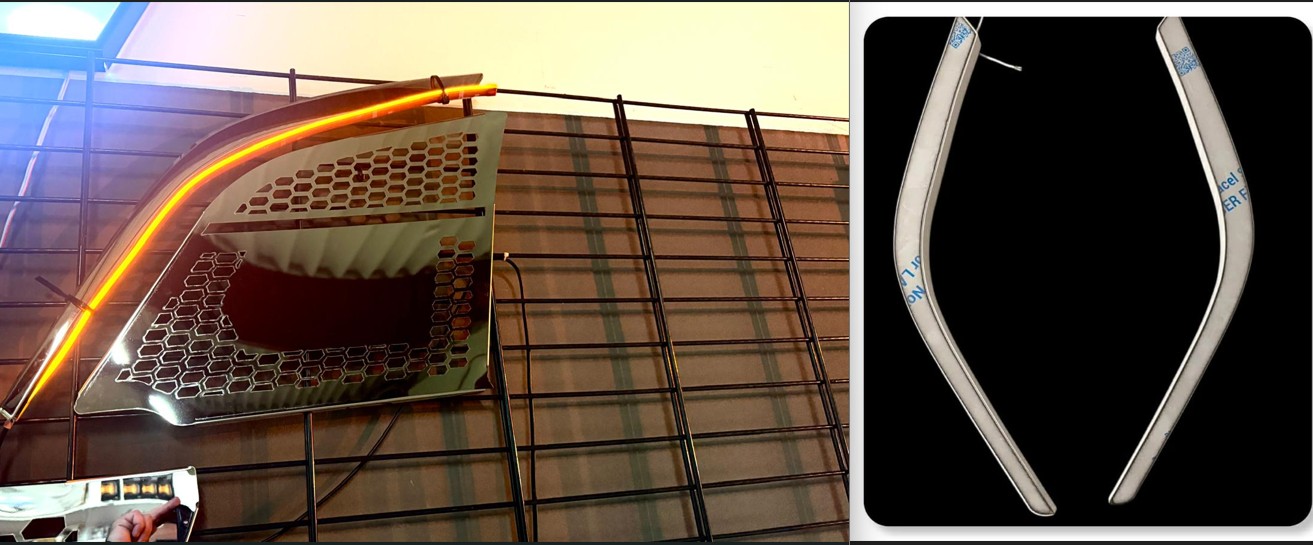 4-teilig Edelstahl Chrome Rahmen mit Orange - Weiß - Dual Beleuchtung pass. für Scaia Neu G. S/R 2017