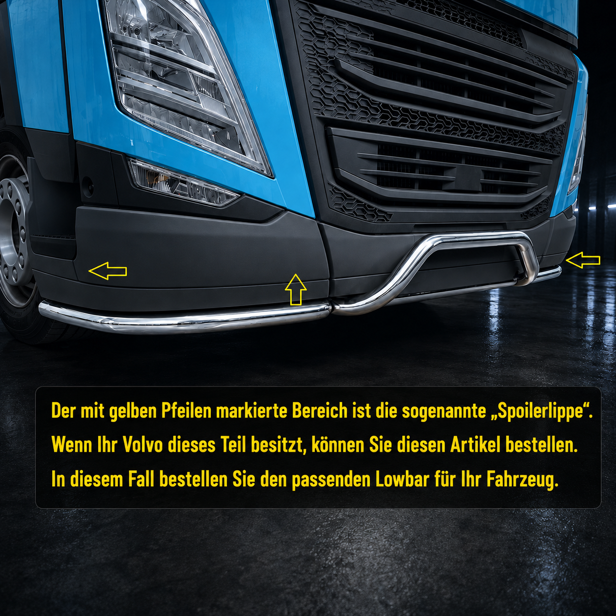 aus Edelstahl 3-teilig Lowbar passend für Volvo FH4-FH5 (Nur für Stoßstangen mit Spoilerlippe) – Bild 3